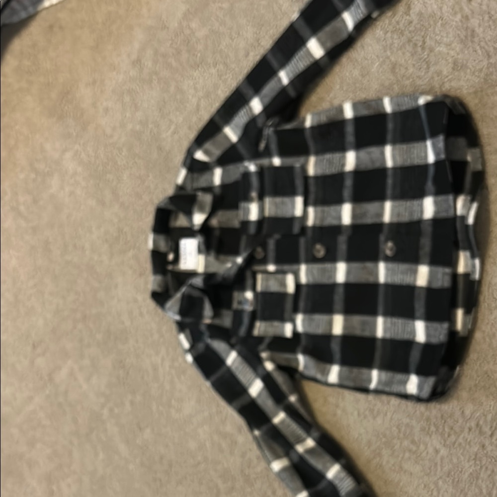 Kids Old Navy Black and White Plaid Shirt jacket size 8